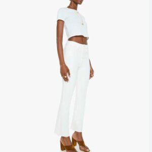 MOTHER The Hustler Ankle Fray White Jeans